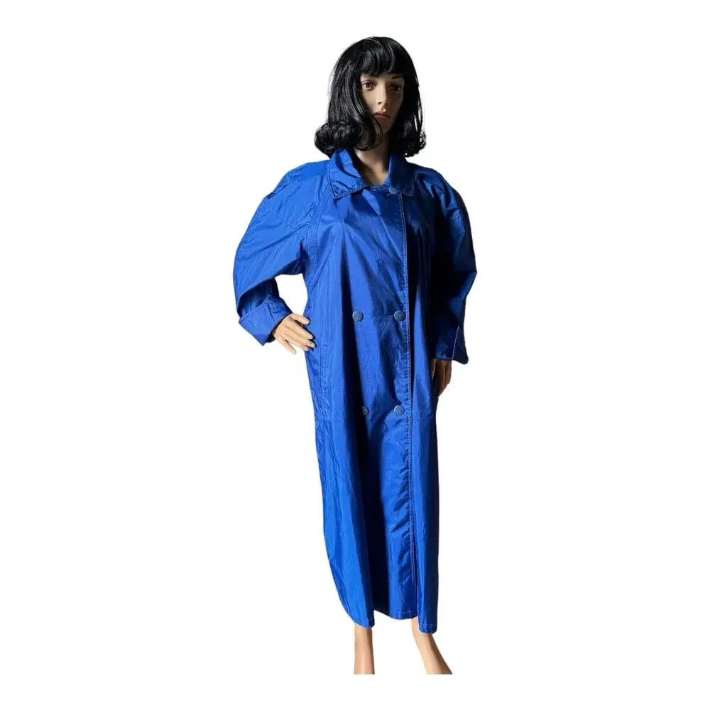 Vintage Raingear 80s Royal Blue Raincoat Trench Raglan Size M